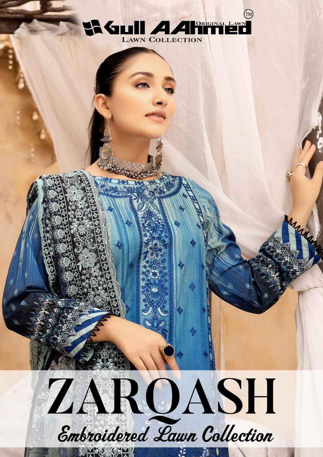 GULL AAHMED ZARQASH EMBROIDERED LAWN COLLECTION LAWN COTTON SELF EMBROIDWERY SALWAR KAMEEZ