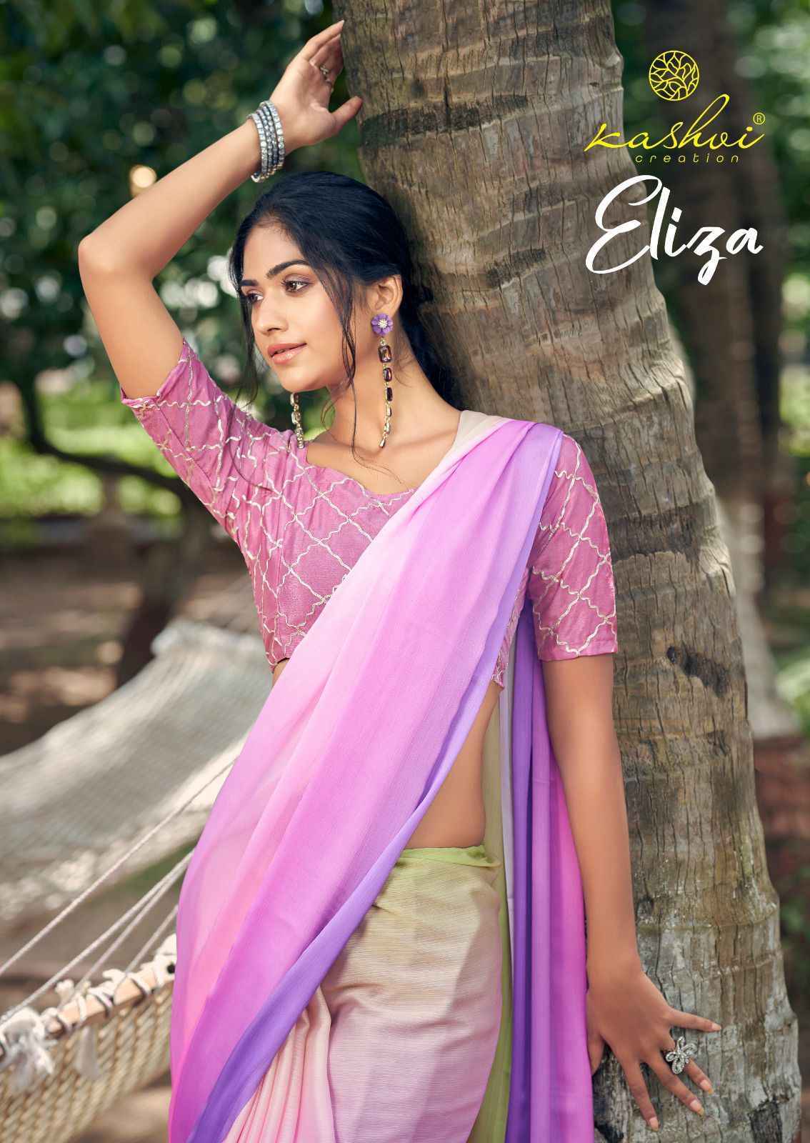 Kashvi Creation Eliza Satin Saree 8 pcs Catalogue Wholesale Price