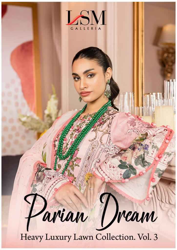 Lsm Galleria Parian Dream Vol-3 Lawn Cotton Dreass Material 6 pcs Catalogue