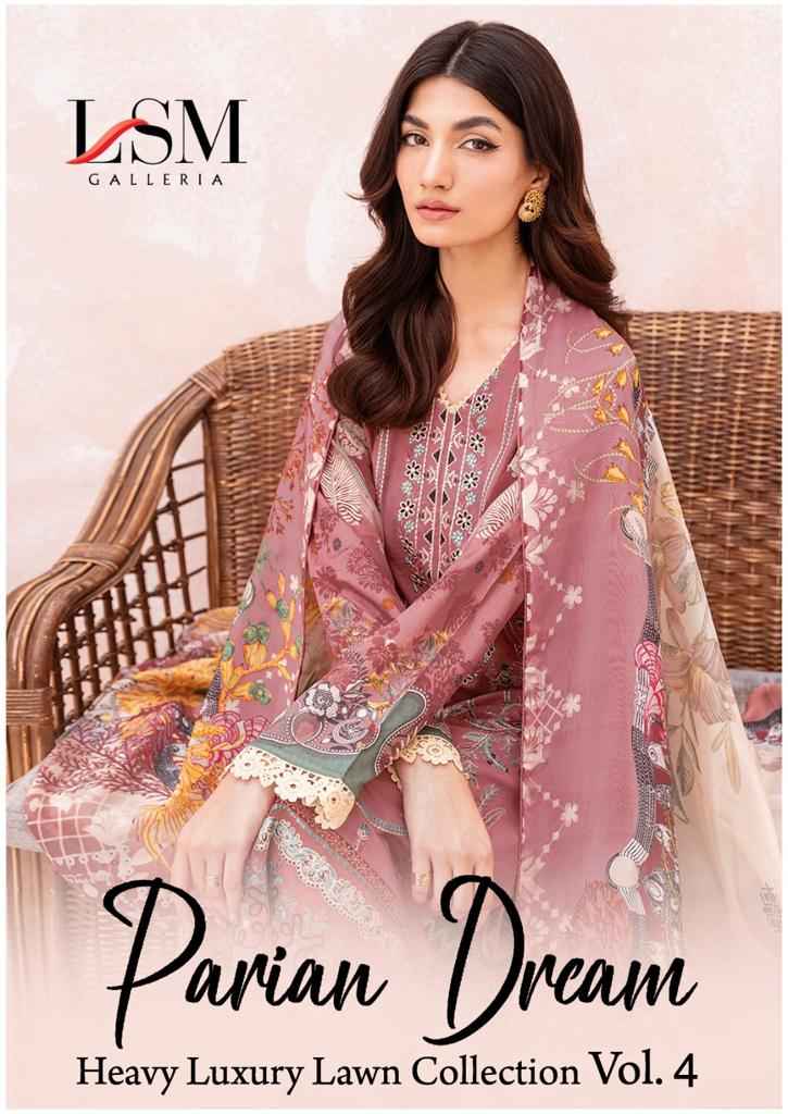 LSM GALLERIA PARIAN DREAM VOL 4 HEAVY LAWN COTTON SALWAR SUITS WHOLESALER SURAT