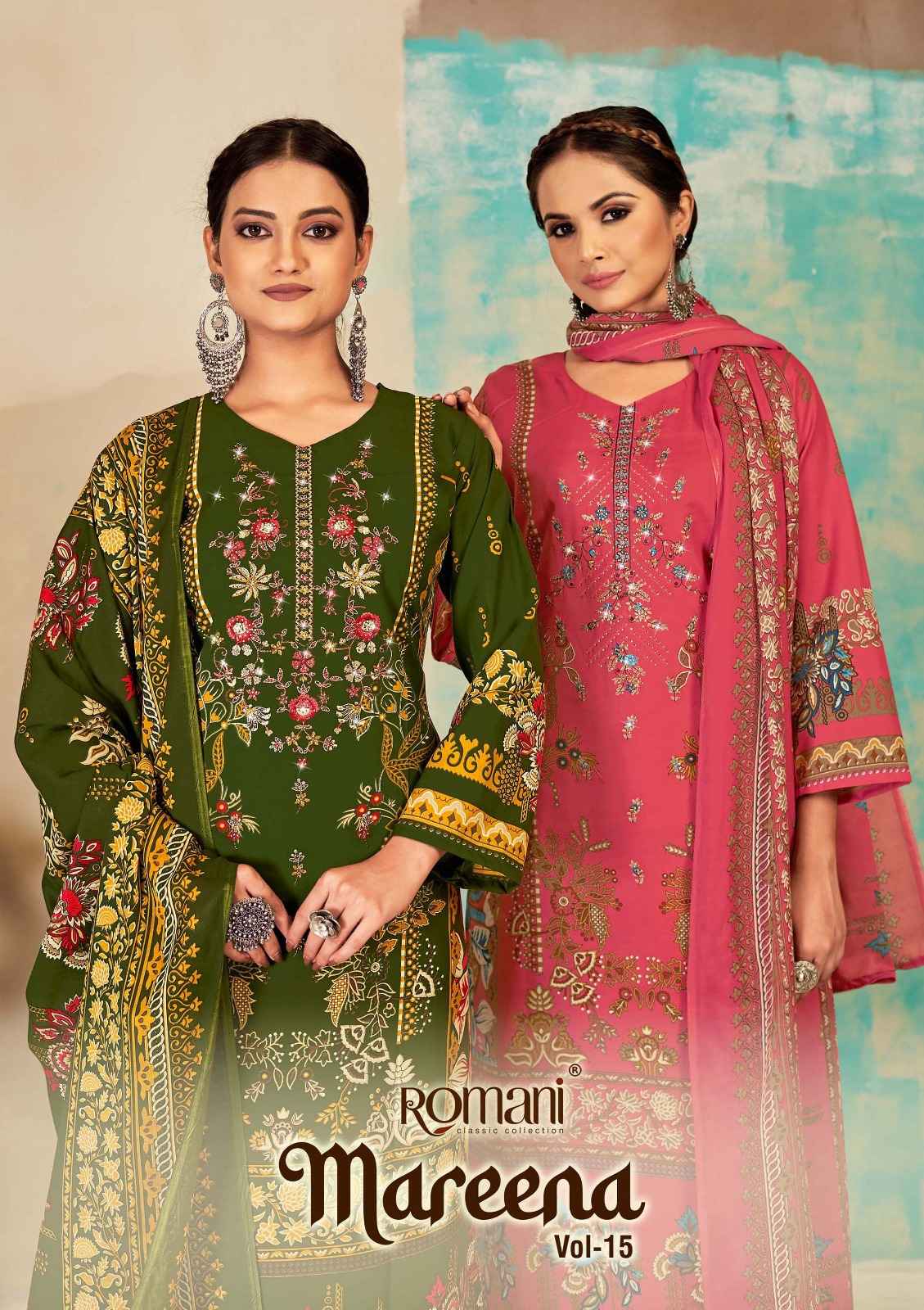ROMANI MAREENA VOL 15 COTTON DIGITAL PRINTS WITH FANCY EMBROIDERY WORK SUITS