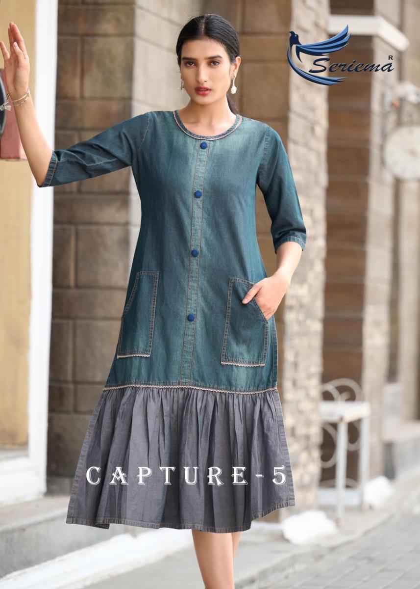 Seriema Kumb Capture Vol-5 Cotton Denim Kurti 6 pcs Catalogue