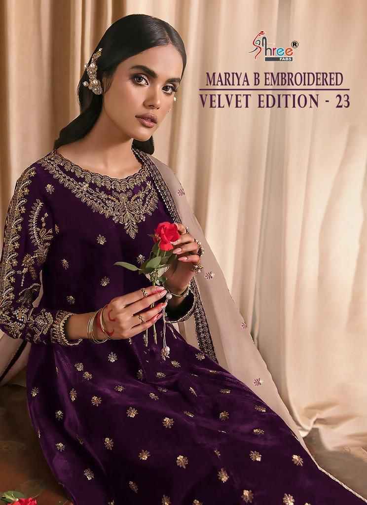 Shree Fabs Mariya B Embroidered Velvet Edition 23 Velvet Dress Material 6 pcs Catalogue