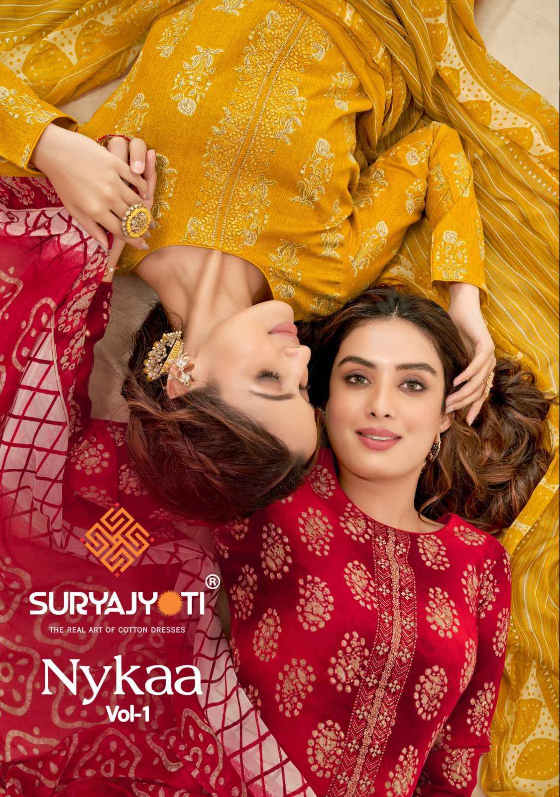SURYAJYOTI NYKAA VOL 1 COTTON WITH FOIL PRINTS WITH EMBROIDERY WORK SALWAR SUITS