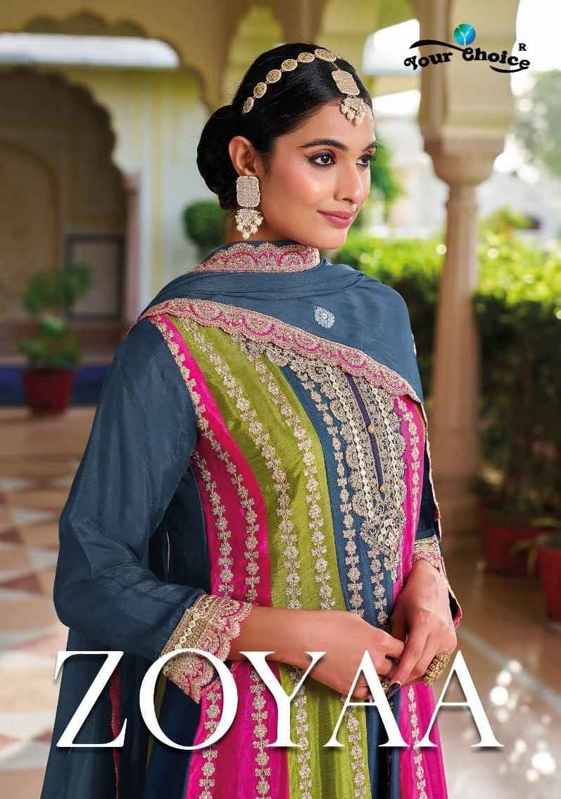 Your Choice Zoyaa Readymade Bloomin Chinon Dress 3 pcs Catalogue