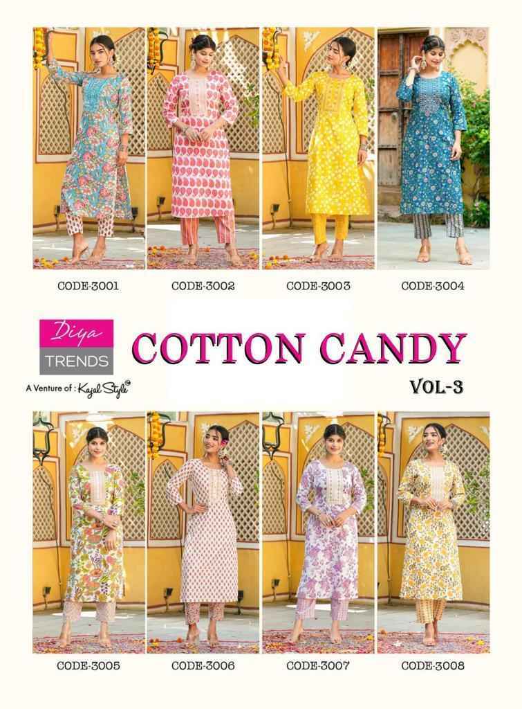 Diya Trends Cotton Candy Vol 3 Cotton Kurti With Pant 8 pcs Catalogue - Surat Wholesale Market