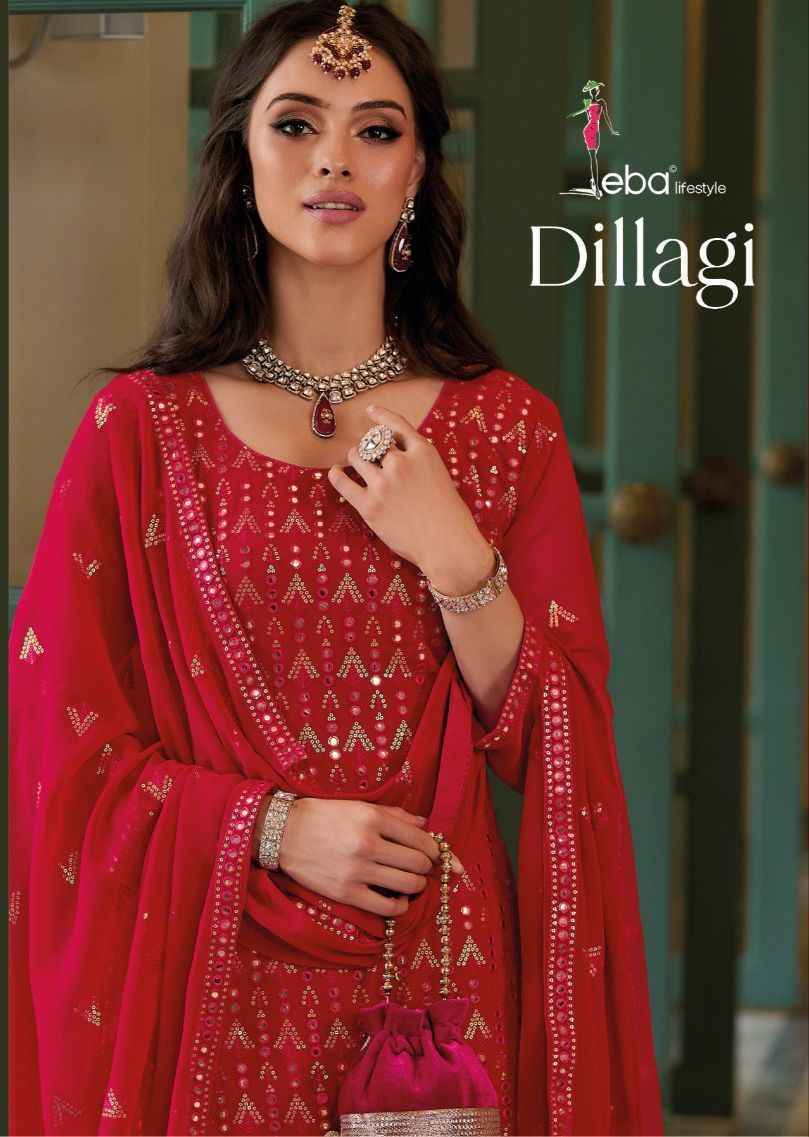 Eba Lifestyle Dillagi Georgette Dress Material 3 pcs Catalogue