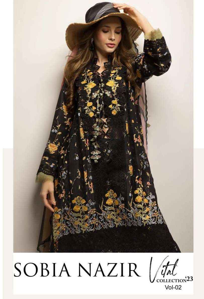 Hazzel Sobia Nazir Vital Collection 23 Vol 2 Cotton Dress Material 4 pcs Catalogue ( Chiffon Dupatta )