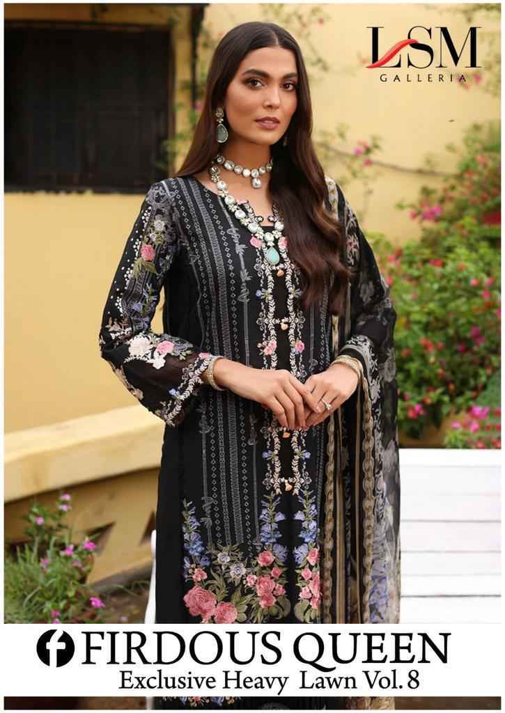 Lsm Galleria Firdous Queen Lawn Vol 8 Lawn Cotton Dress Material 6 pcs Catalogue  - Surat Wholesale Market