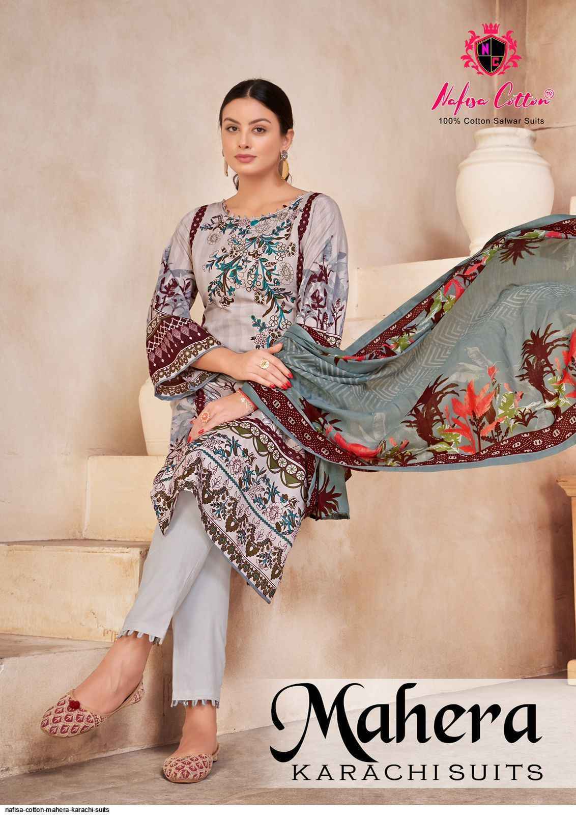 nafisa cotton mahera karachi suits cotton dress material 6 pcs catalogue surat wholesale market 2023 10 17 14 40 47
