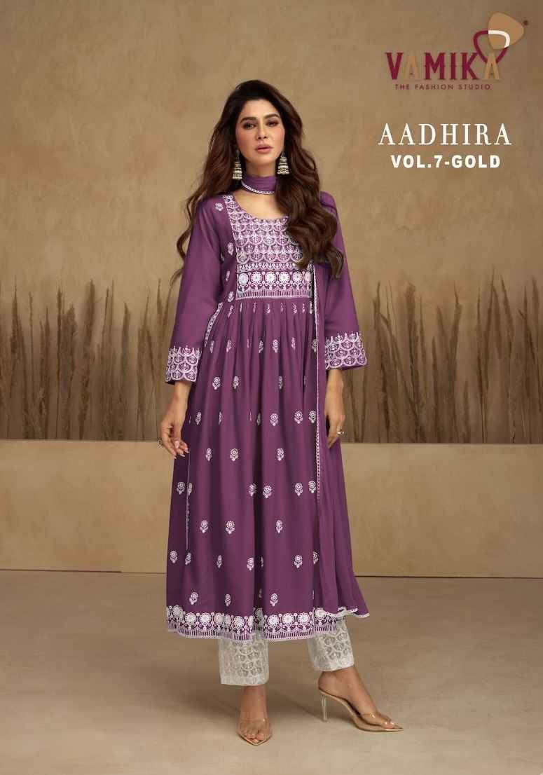 Vamika Aadhira Vol 7 Gold Readymade Rayon Dress 5 pcs Catalogue - Surat Wholesale Market