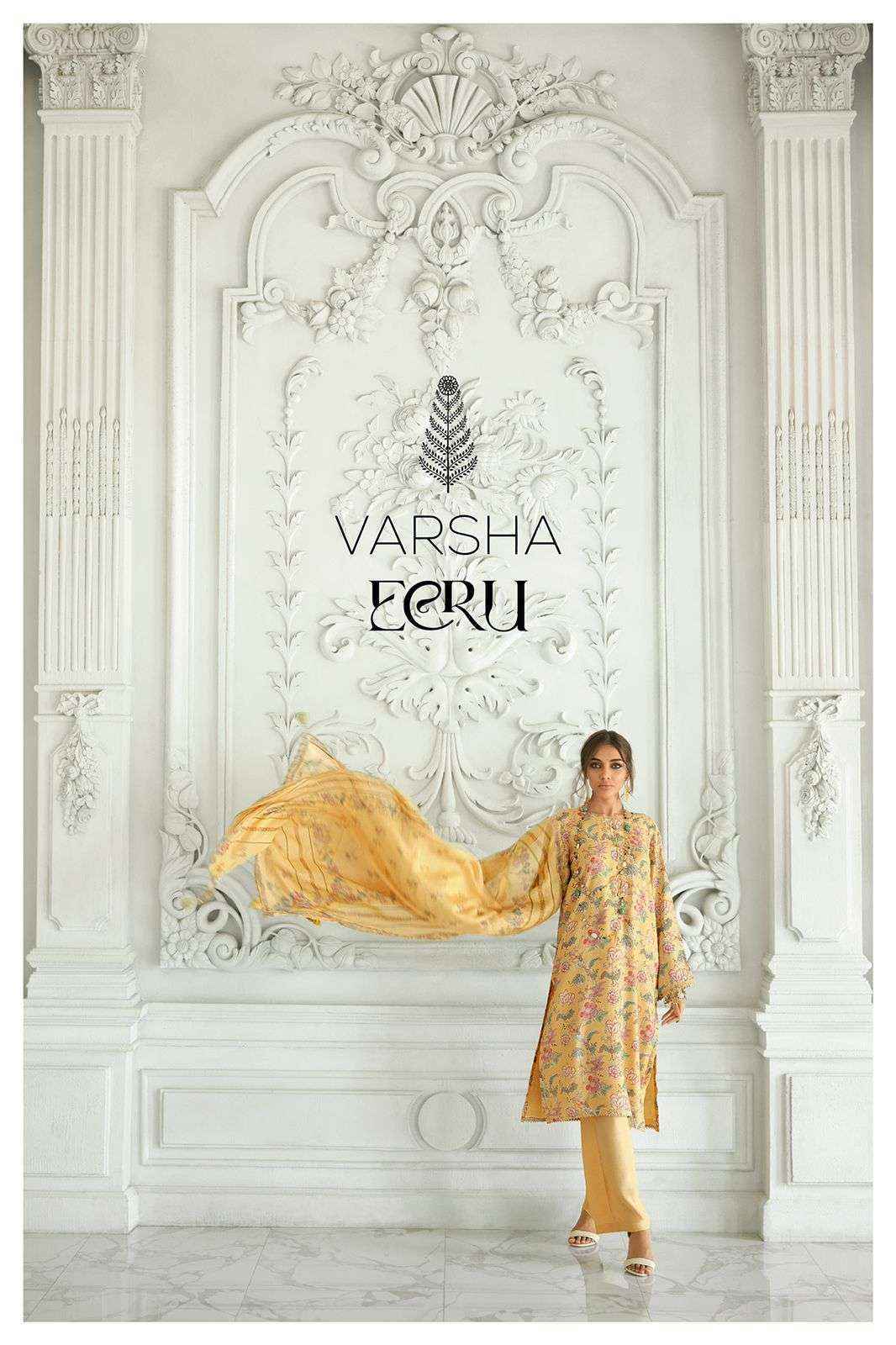 Varsha Ecru Pashmina Dress Material 4 pcs Catalogue - Surat Wholesale Market