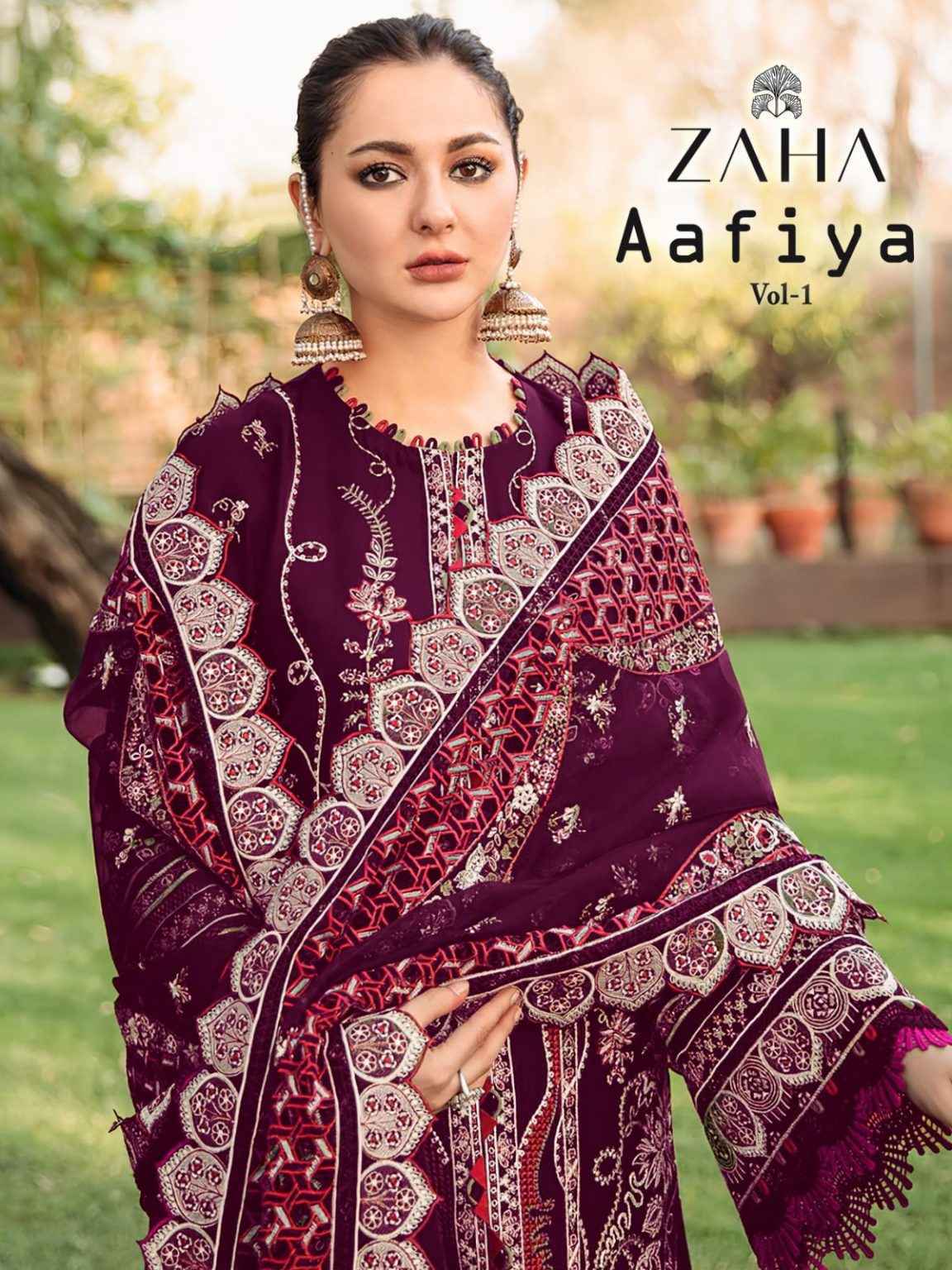 Zaha Aafiya Vol 1 Velvet Dress Material 4 pcs Catalogue - surat wholesale market