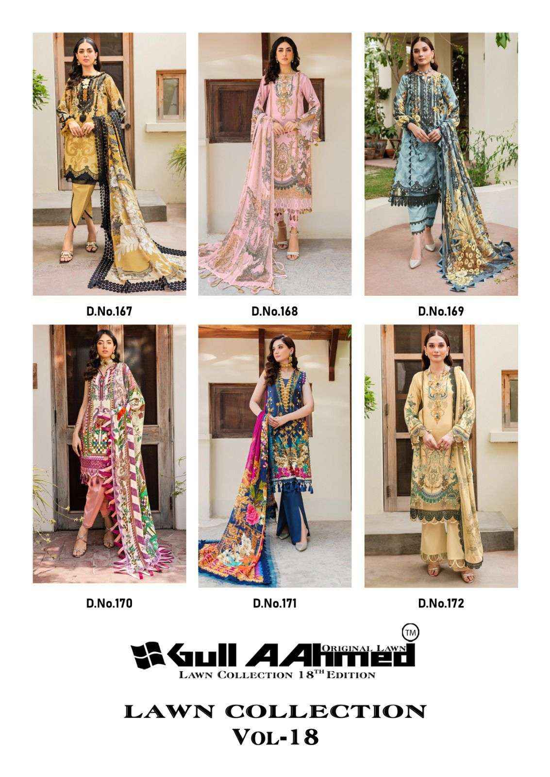GULL AAHMED LAWN COLLECTION VOL 18 PAKISTANI DRESS MATERIAL ( 6 PCS CATALOG )