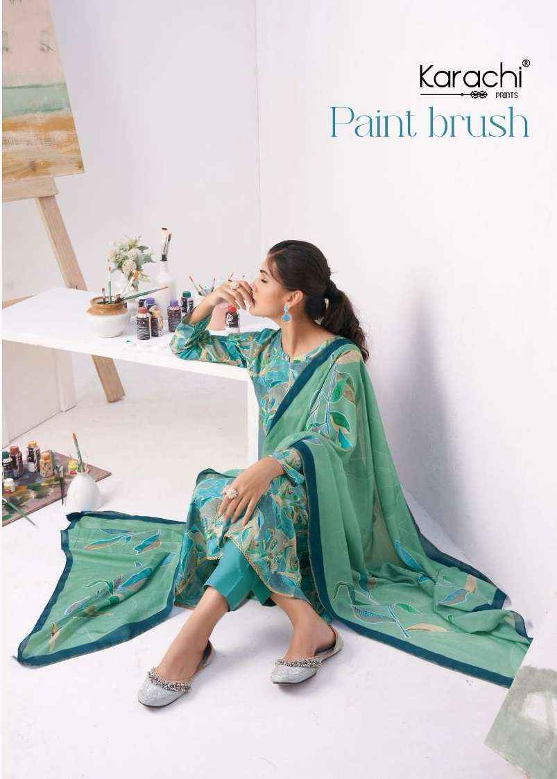 KARACHI PRINTS PAINT BRUSH DRESS MATERIAL ( 4 PCS CATALOG )