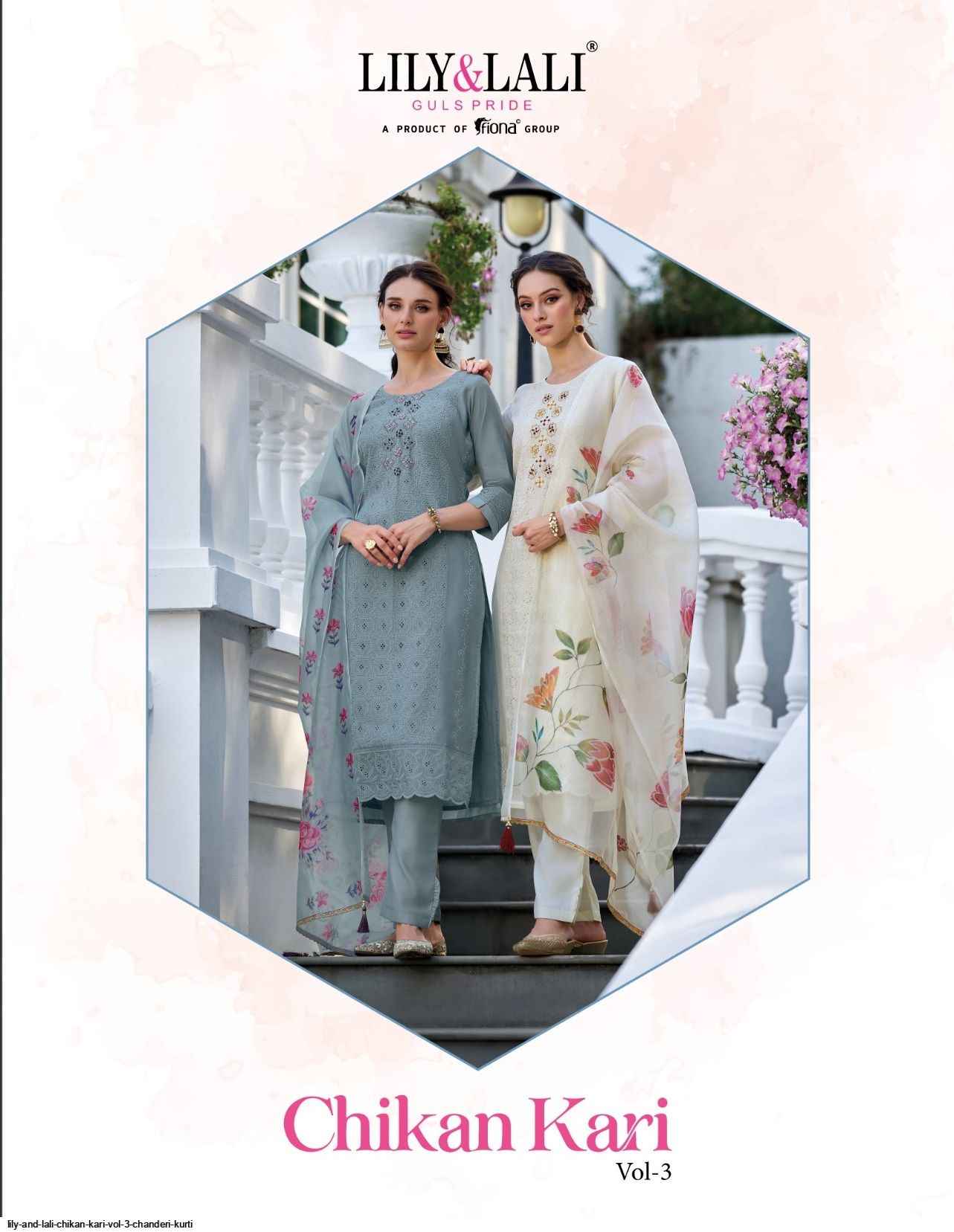 LILY AND LALI CHIKAN KARI VOL 3 CHANDERI READYMADE SUITS ( 6 pcs catalog )