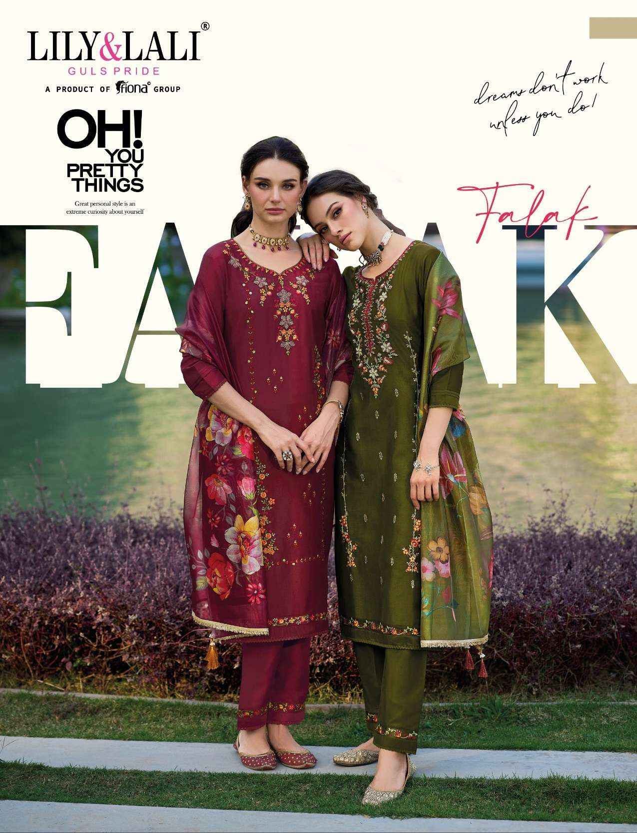 LILY AND LALI FALAK DESIGNER PARTY WEAR READYMADE SUITS ( 6 PCS CATALOG )