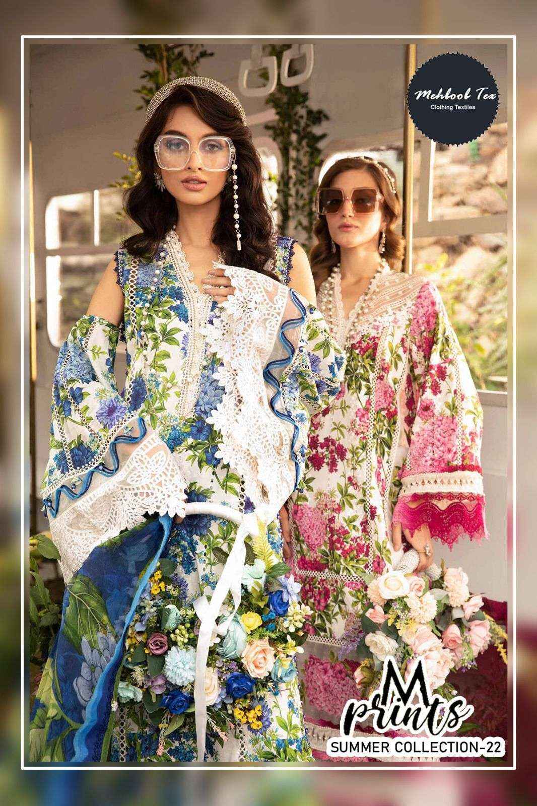 MEHBOOB TEX M PRINTS SUMMER COLLECTION 22 DRESS MATERIAL ( 2 PCS CATALOG ) COTTON DUPATTA