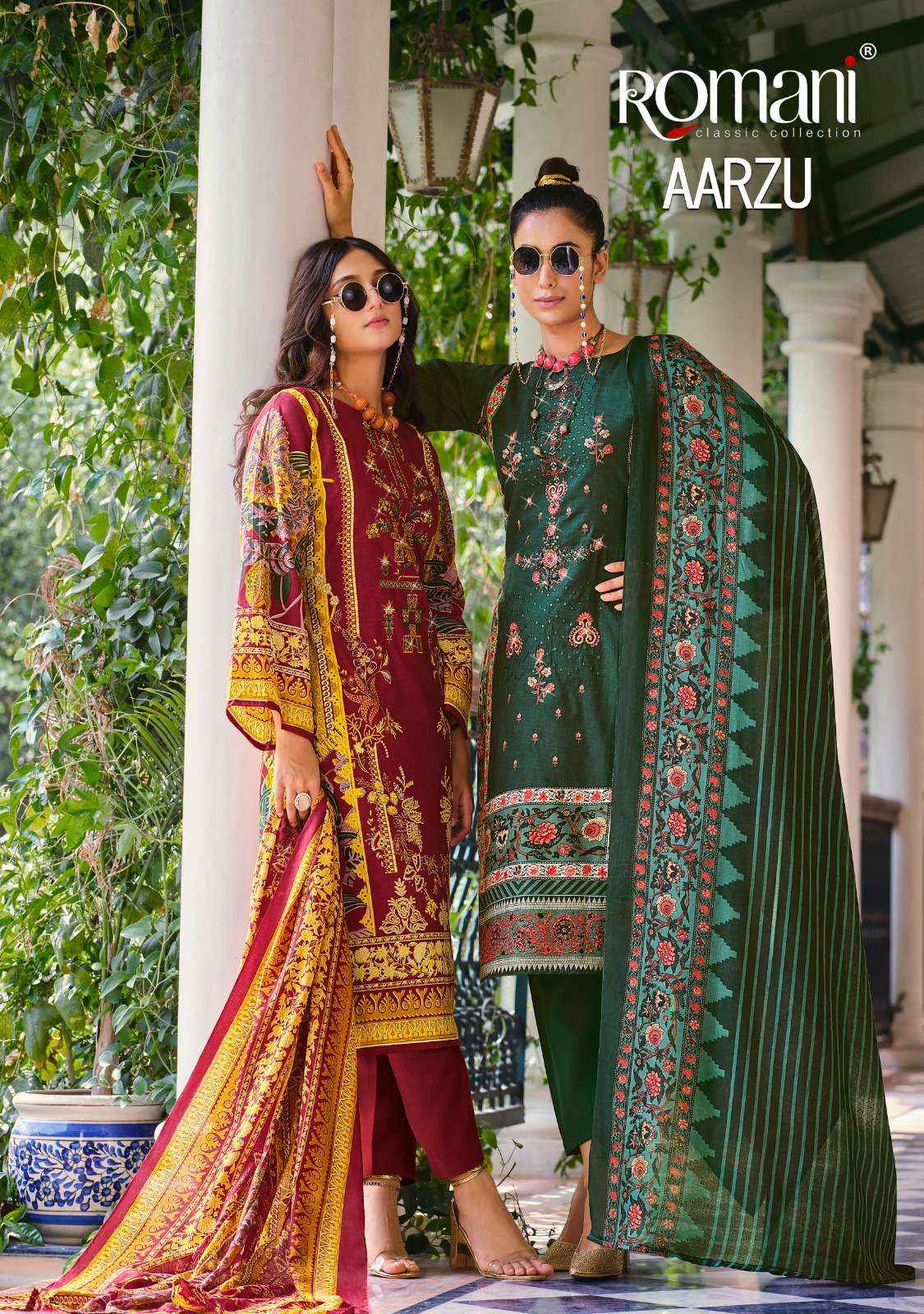 ROMANI AARZU COTTON UNSTITCHED PAKISTANI DRESS MATERIAL ( 10 PCS CATALOG )