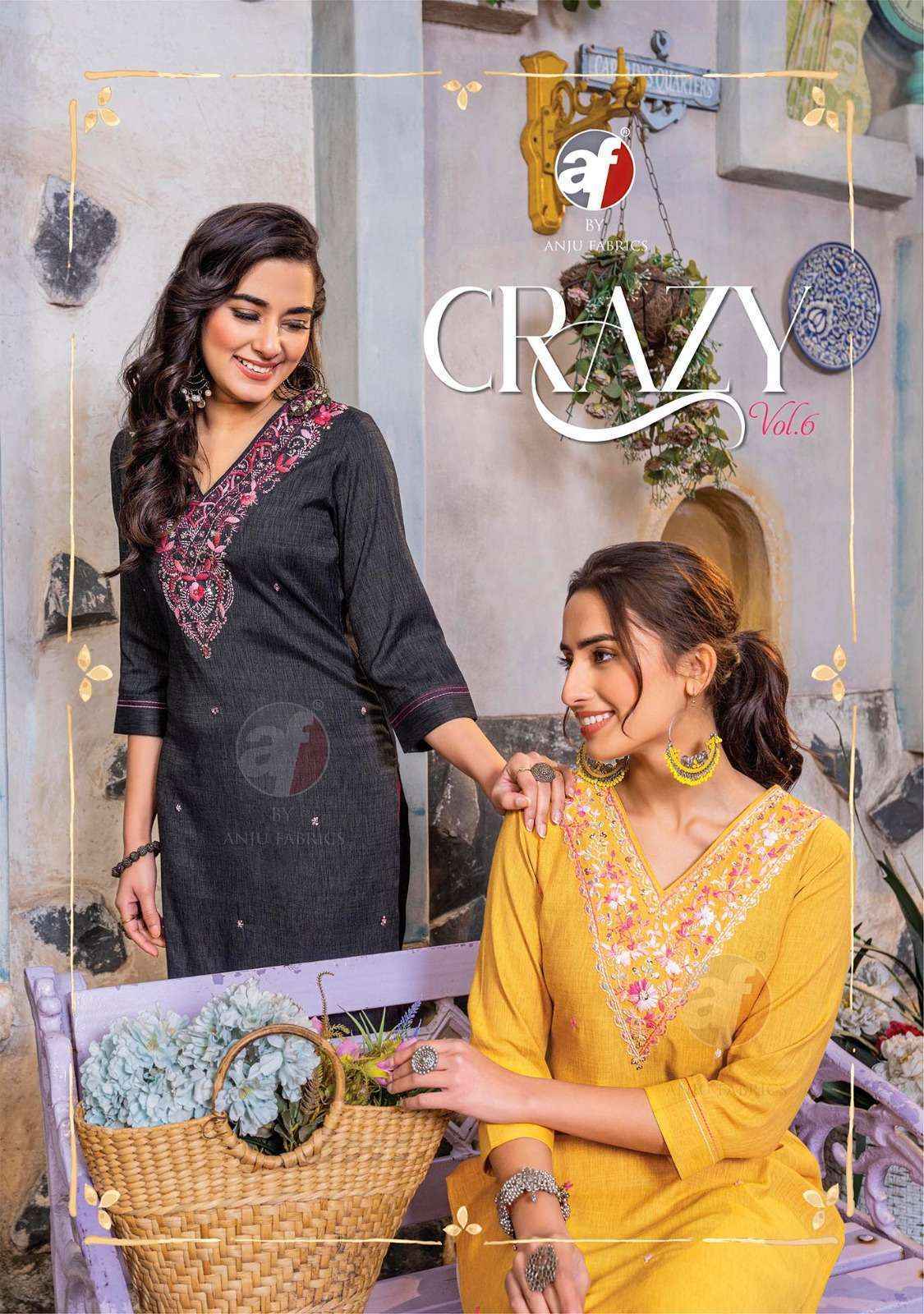 Anju Fabrics Crazy Vol 6 Cotton Kurti 6 pcs Catalogue