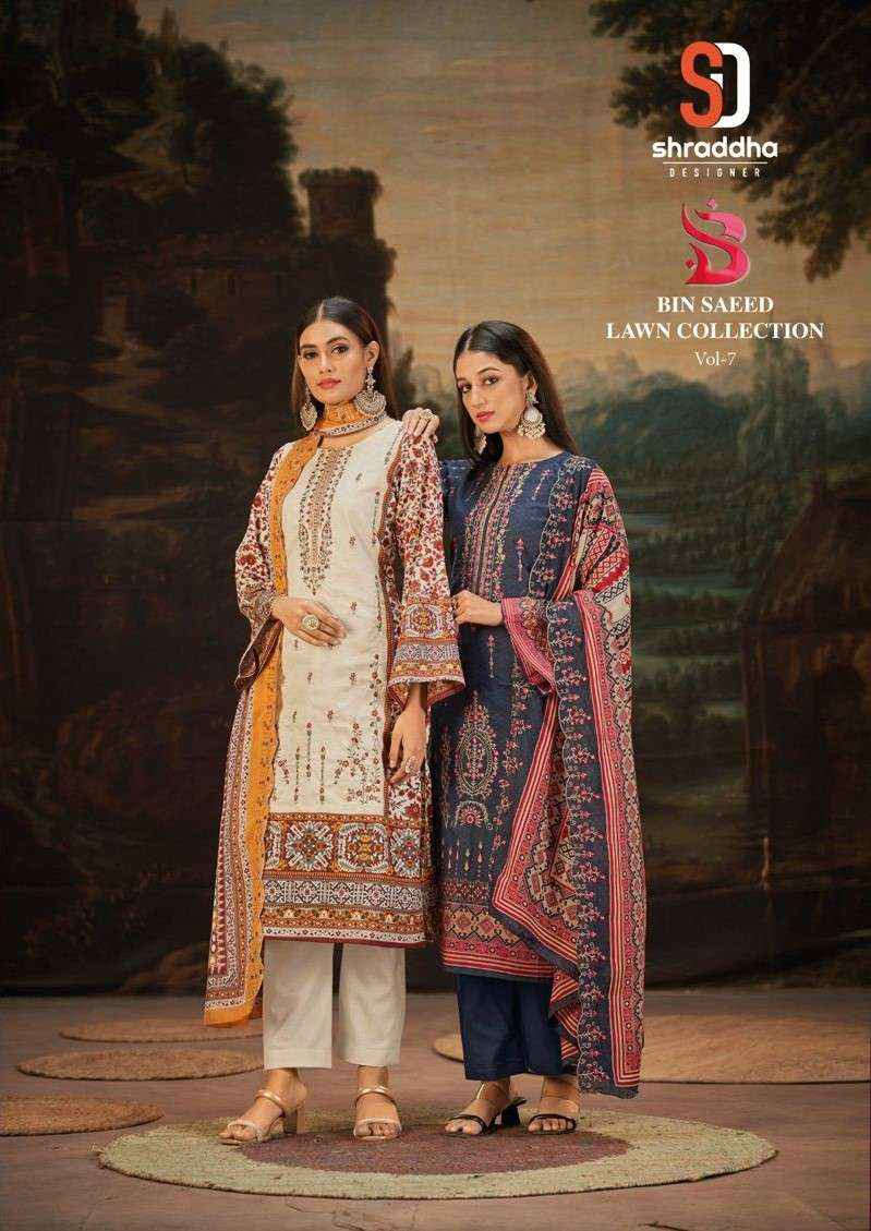 Shraddha Bin Saeed Lawn Collection Vol-7 Pakistani Suits ( 8 Pcs Catalog )
