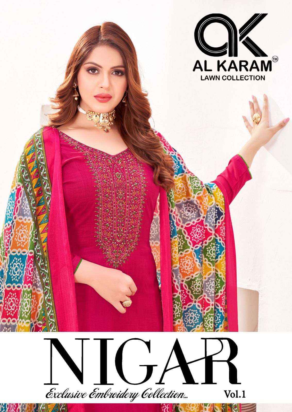 AL KARAM NIGAR RAYON FANCY EMBROIDERY WORK SUIT ( 6 PCS CATALOG )