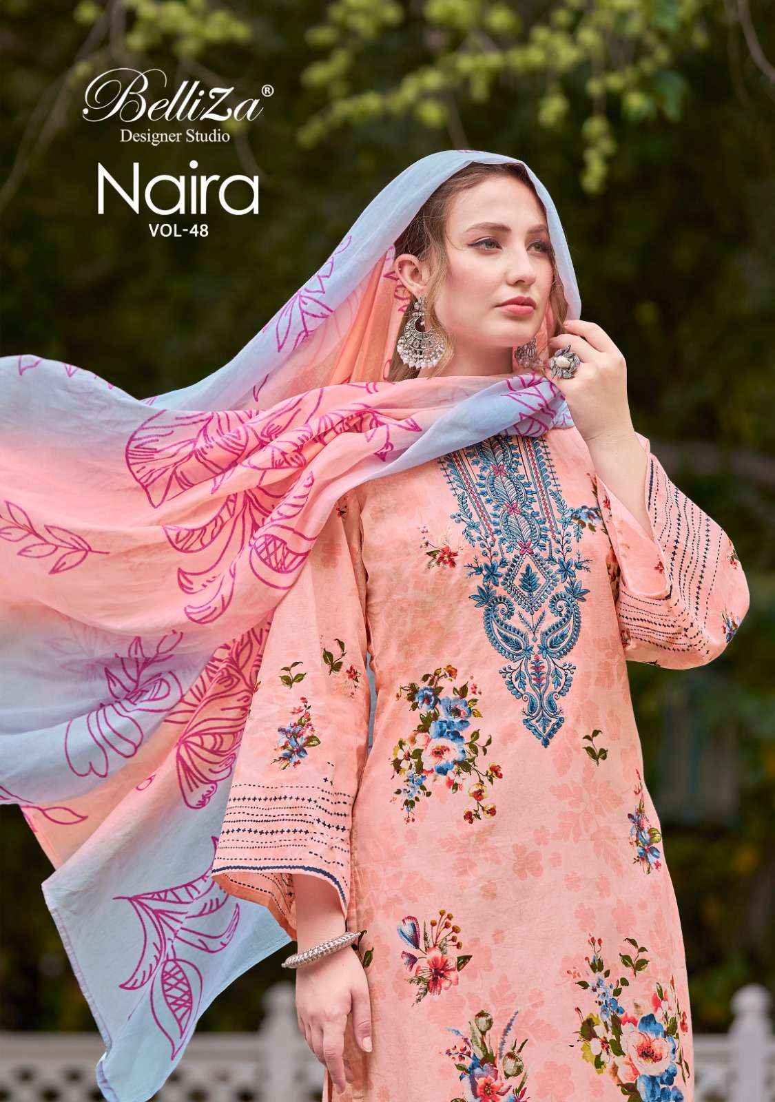 BELLIZA DESIGNER NAIRA VOL 48 PURE COTTON SALWAR KAMEEZ ( 8 PCS CATALOG )