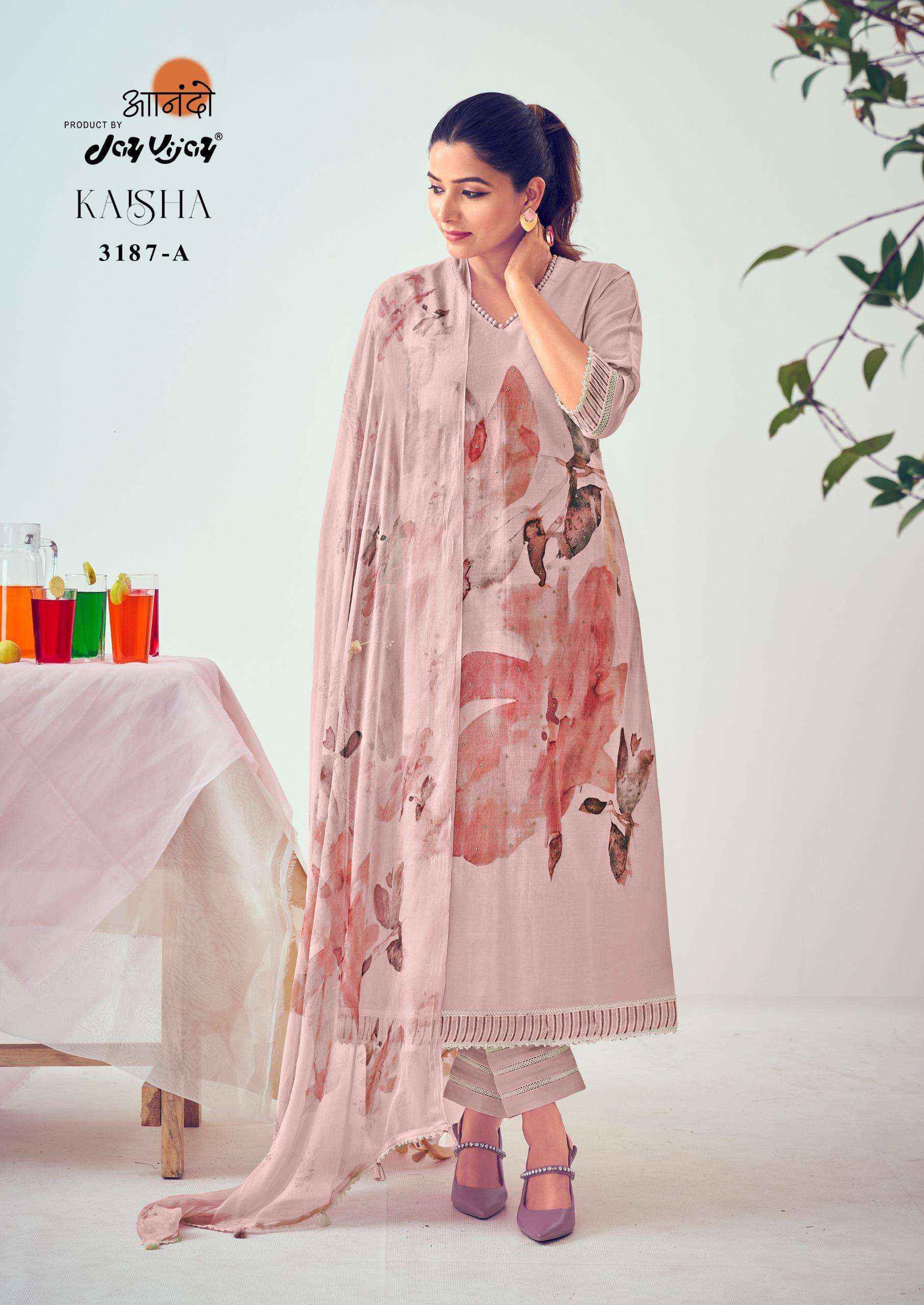 Jay Vijay Anando Kaisha 3187 Pure Cotton Fancy Dress Material Catalog Dealers (4 pcs catalog )