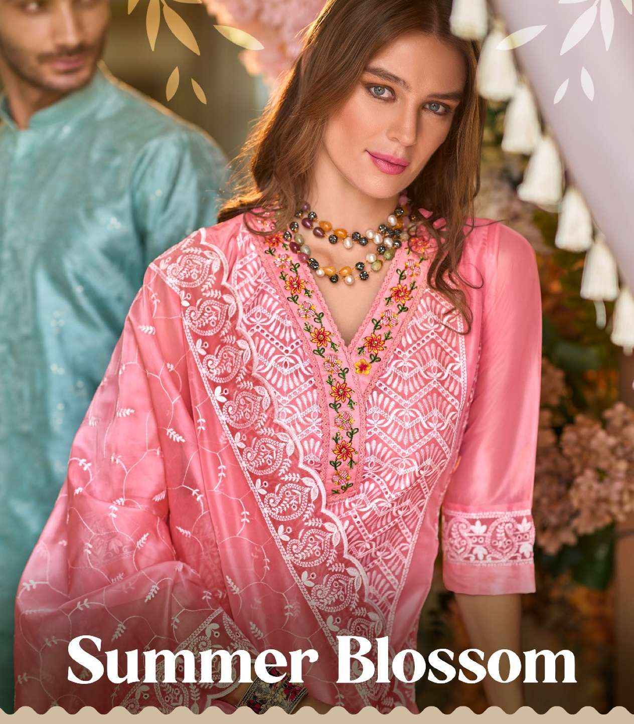 LILY AND LALI SUMMER BLOSSOM SCHIFFLI DESIGNER SUITS ( 6 PCS CATALOG )