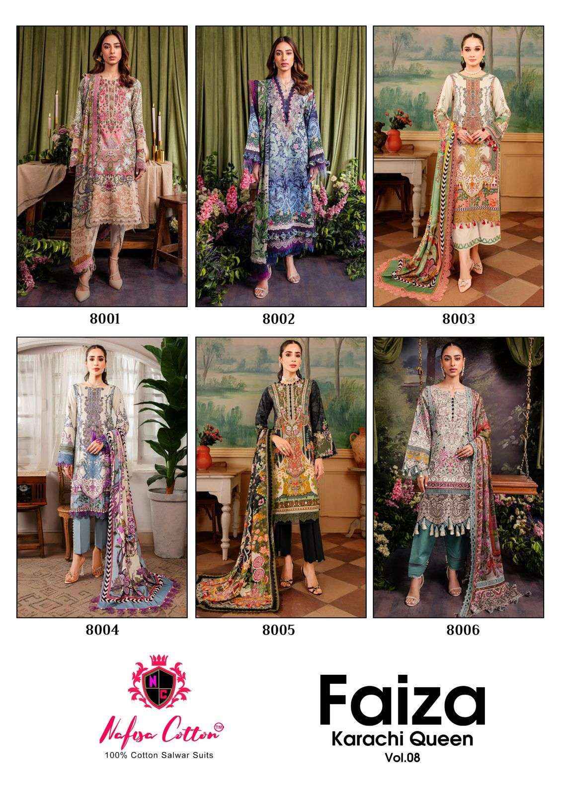 NAFISA COTTON FAIZA KARACHI QUEEN VOL 8 COTTON PAKISTANI SUIT ( 6 PCS CATALOG )