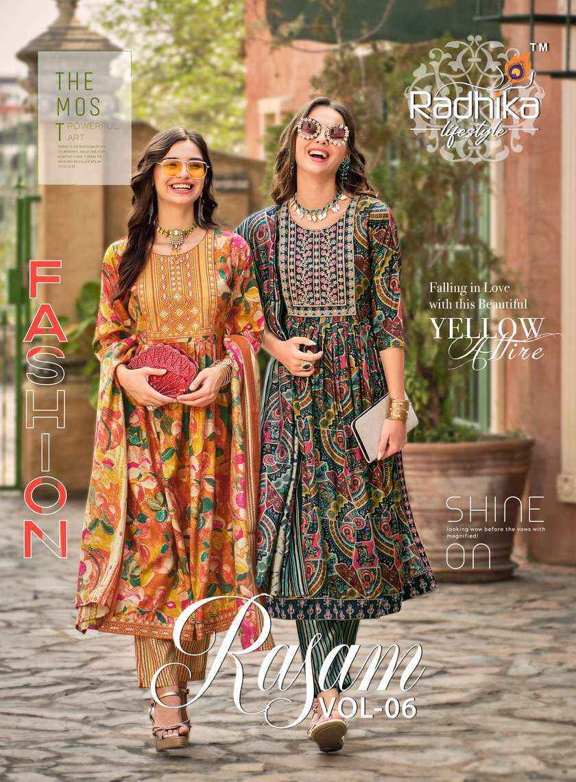 Radhika Lifestyle Rasam Vol 6 Festive Wear 3 Piece Pair Suppliers  (7 pcs catalog)
