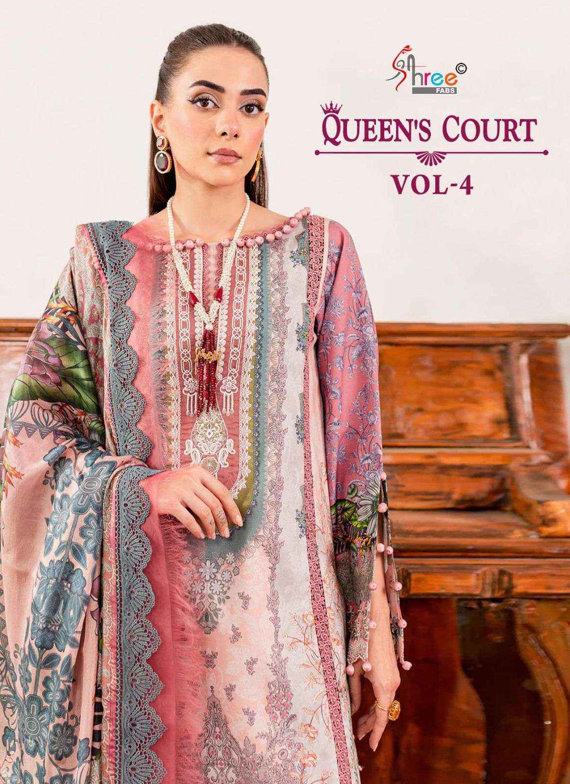 Shree Fabs Queens Court Vol-4 Fancy Pakistani Ladies Suits ( 7 Pcs Catalog ) Cotton Dupatta