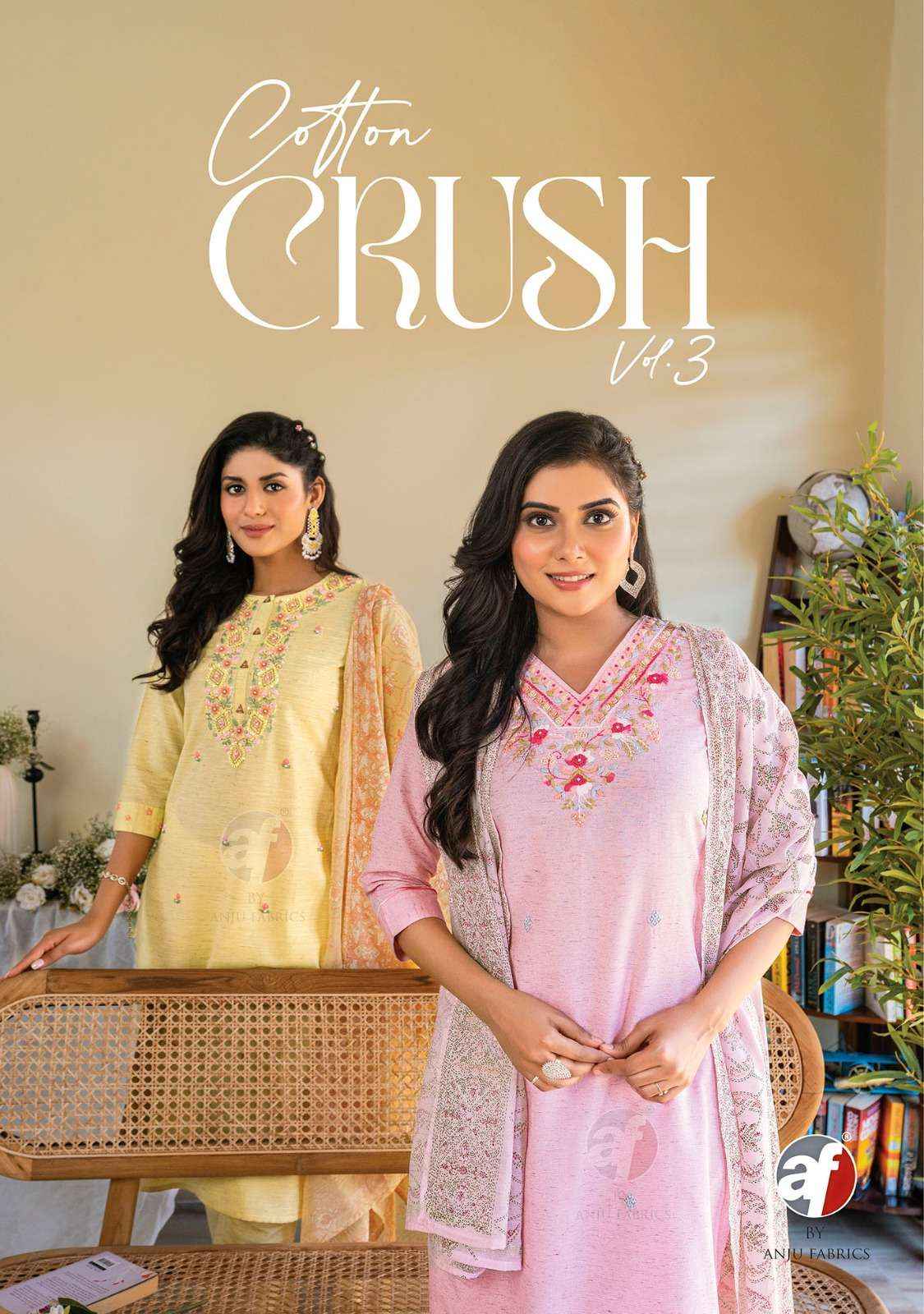 ANJU FABRICS COTTON CRUSH VOL 3 COTTON DESIGNER KURTI COMBO SET ( 6 pcs catalog )