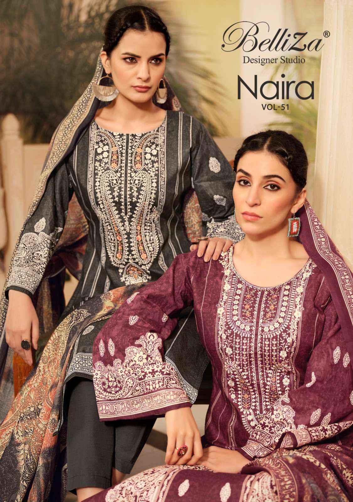 BELLIZA DESIGNER STUDIO NAIRA VOL 51 DRESS MATERIAL ( 8 PCS CATALOG )