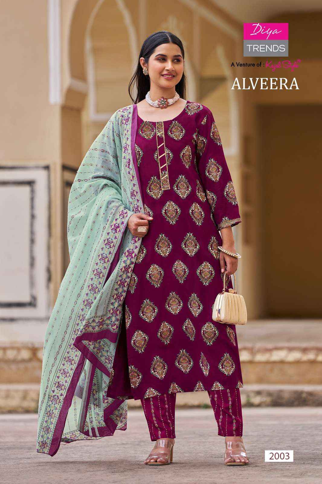 DIYA TRENDS ALVEERA RAYON STRAIGHT KURTI WITH PANT AND DUPATTA SET ( 12 PCS CATALOG )