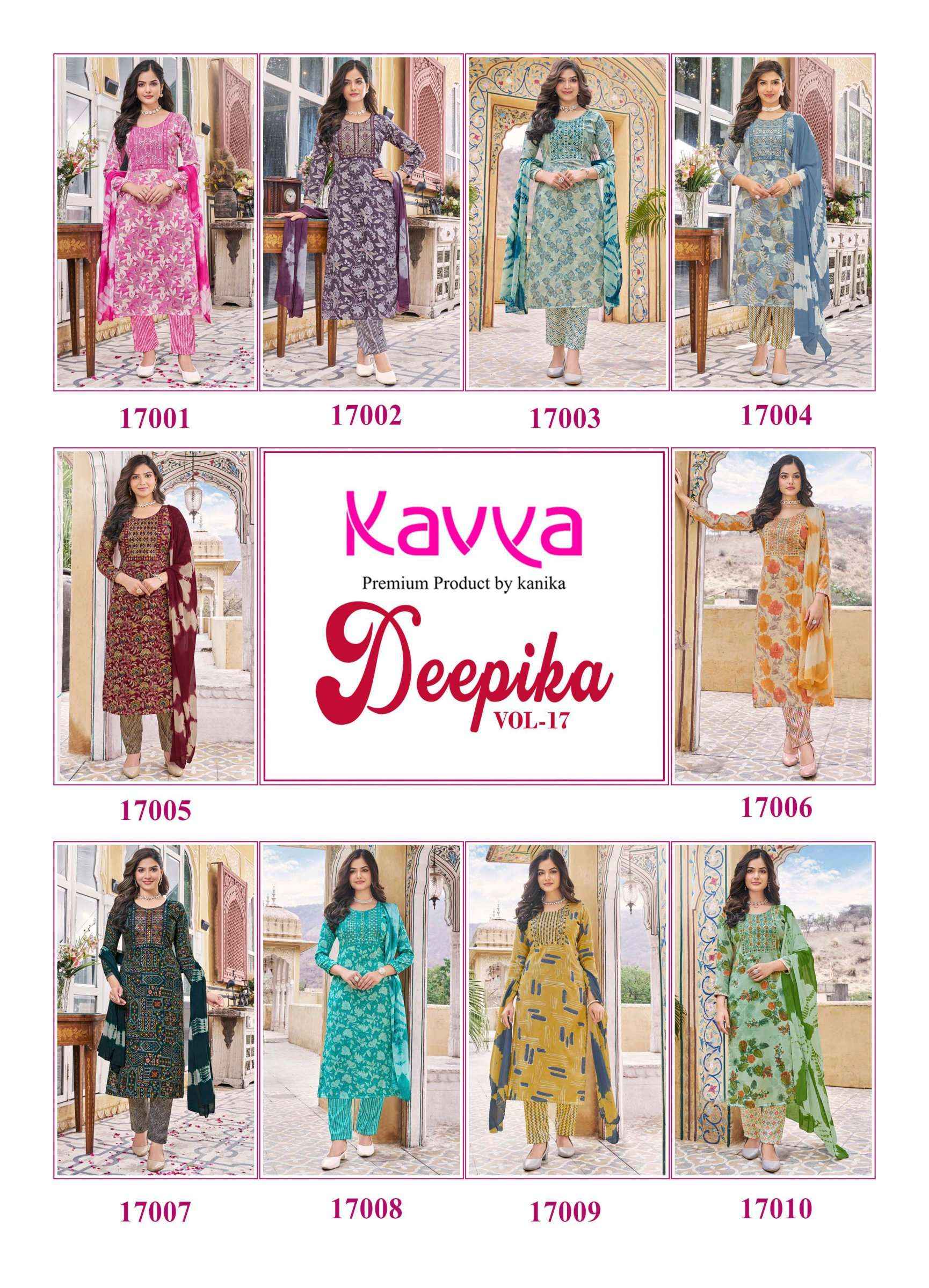 KAVYA DEEPIKA VOL 17 READYMADE SUITS TOP BOTTOM WITH DUPATTA ( 10 PCS CATALOG )