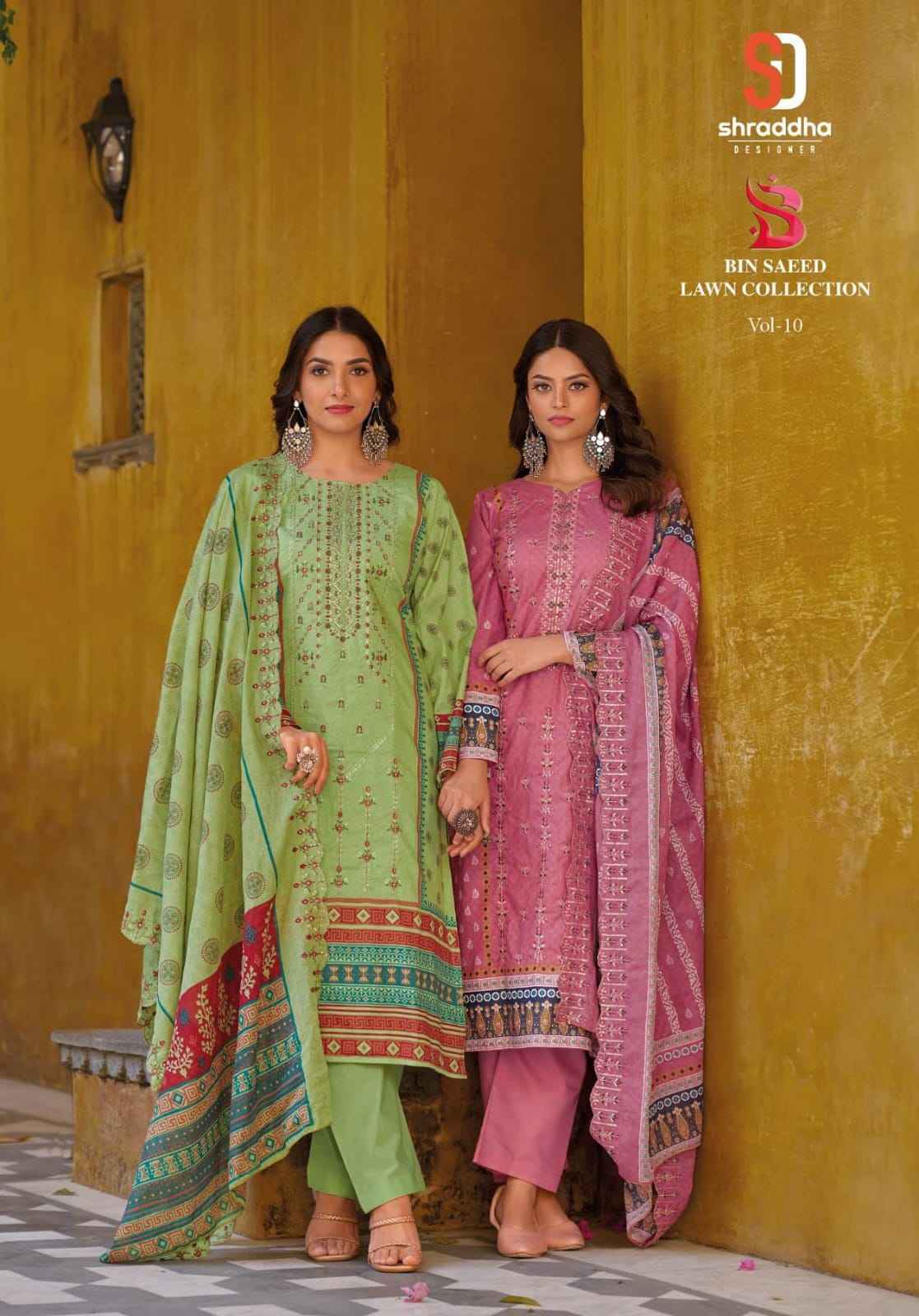 Shraddha Designer Bin Saeed Lawn Collection Vol-10 Cotton Dress Material 8 pc Cataloge