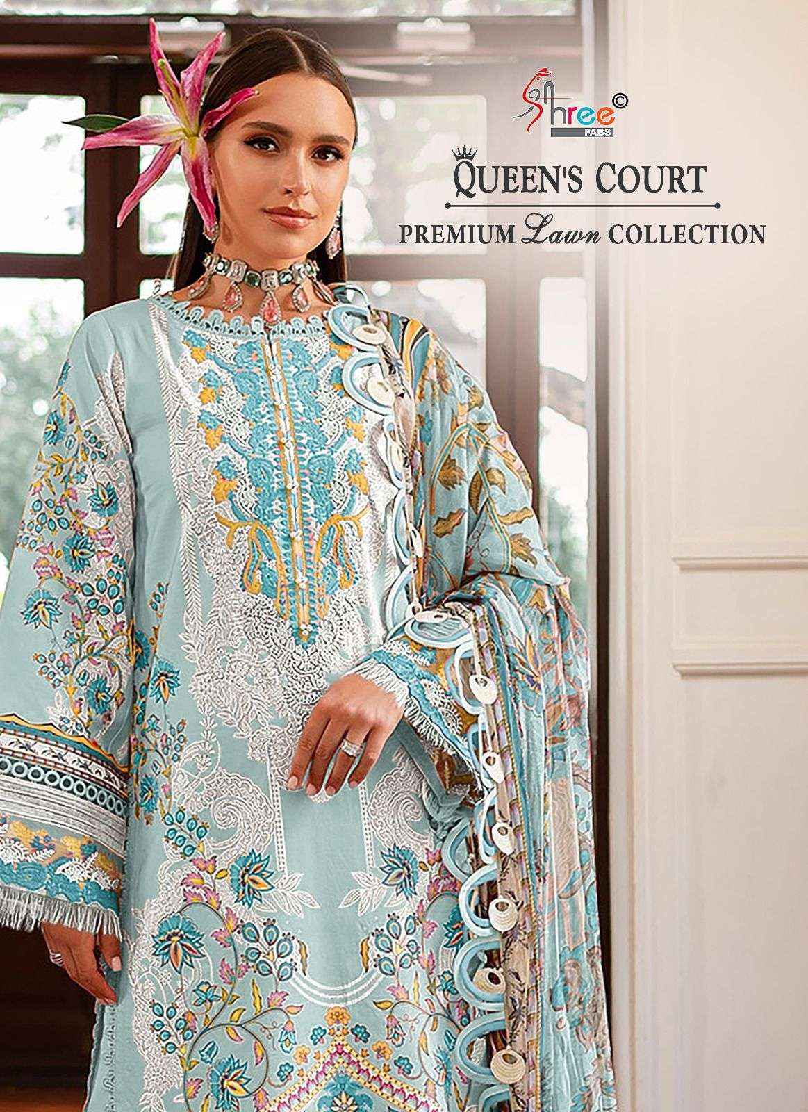 Shree Fabs Queens Court Premium Lawn Collection Pakistani Cotton Suit Suppliers (6 pcs catalog )