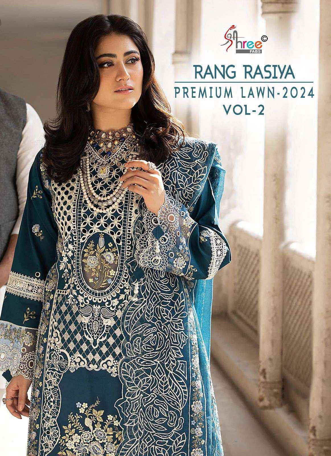 SHREE FABS RANG RASIYA PREMIUM LAWN 24 VOL 2 DESIGNER SUITS ( 6 PCS CATALOG ) COTTON DUPATTA