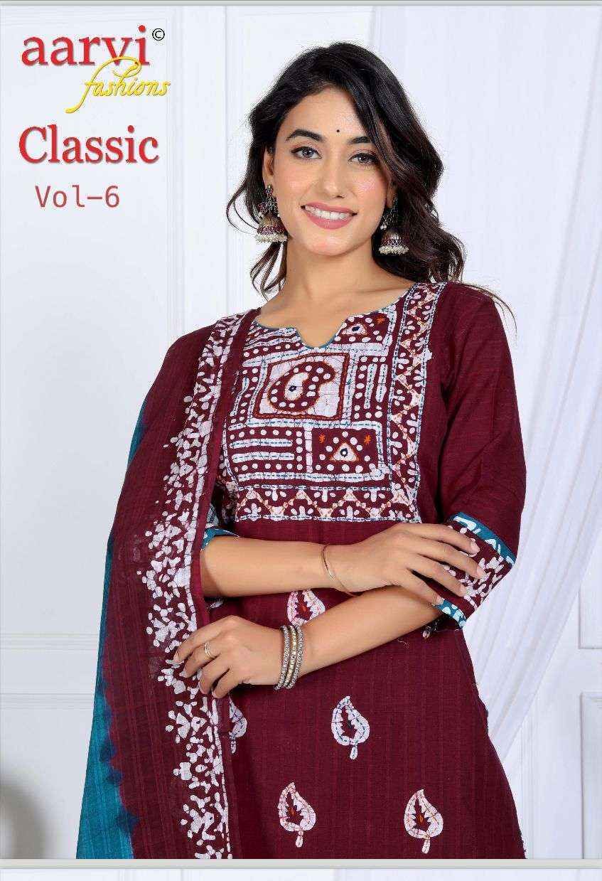 AARVI FASHION CLASSIC VOL 6 COTTON BATIK PRINT KURTI COMBO SET (8 pcs catalog )