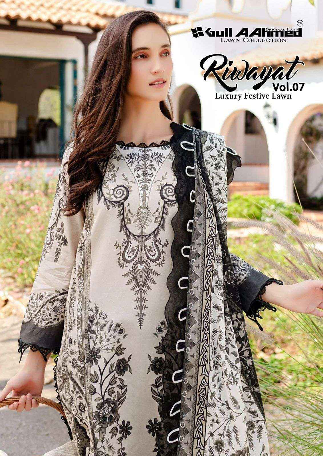 GULL AAHMED RIWAYAT VOL 7 LAWN COTTON PAKISTANI DRESS MATERIAL ( 6 PCS CATALOG )