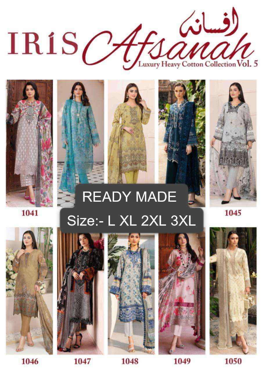 IRIS AFSANAH VOL 5 COTTON READYMADE PAKISTANI SUITS ( 10 PCS CATALOG )