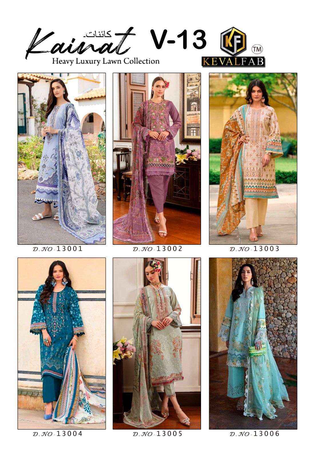 Keval Fab Kainat Vol 13 Karachi Cotton Pakistani Dress Material ( 6 Pcs Catalog )