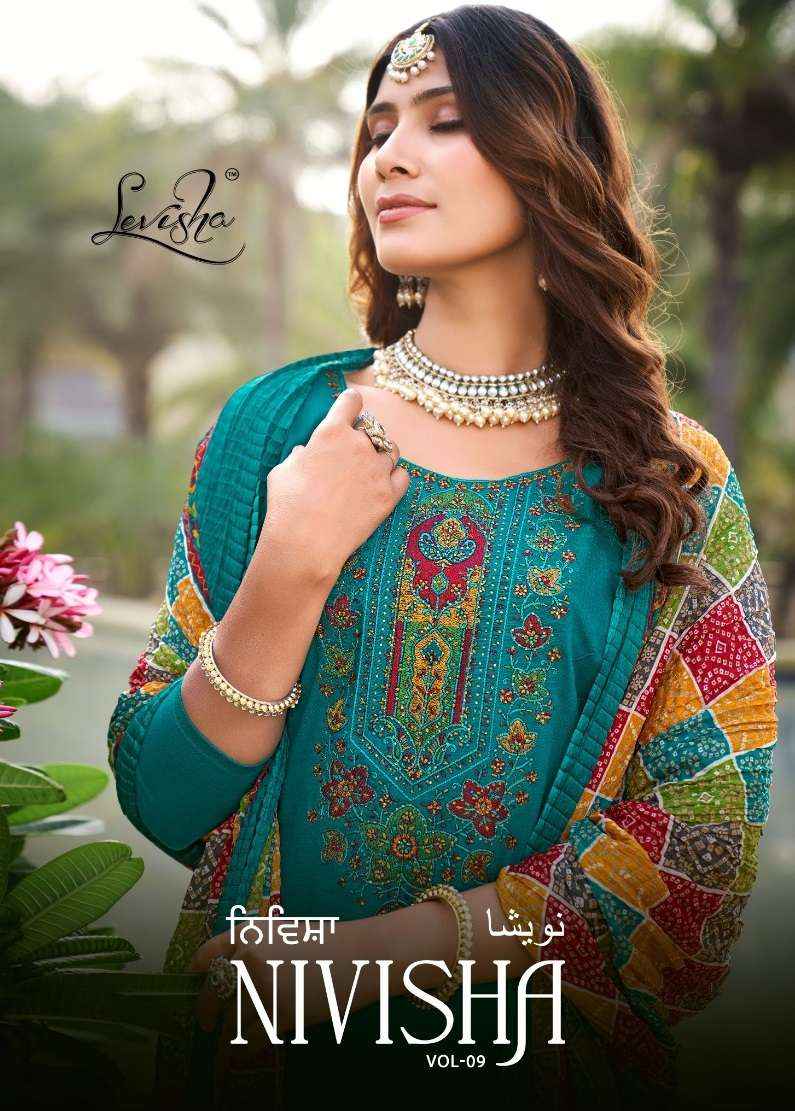 LEVISHA NIVISHA VOL 9 RAYON FANCY EMBROIDERY WORK SUIT ( 8 pcs CATALOG )