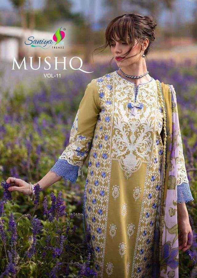 Saniya Trends Mushq Vol 11 Fancy Chiken Work Dress Material ( 3 Pcs Catalog )