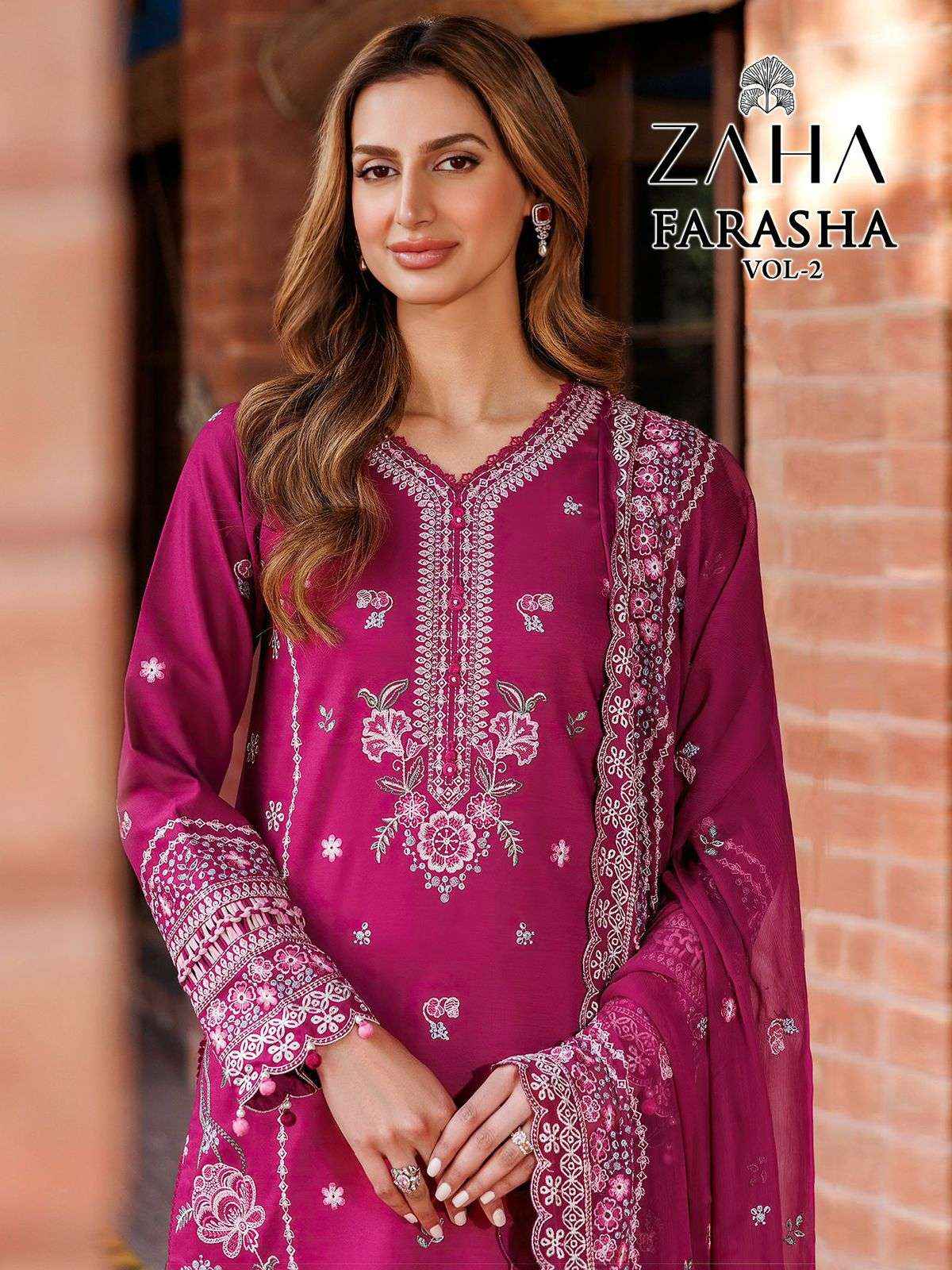 ZAHA FARASHA VOL 2 COTTON EMBROIDERY DESIGNER PAKISTANI SUIT ( 4 PCS CATALOG )