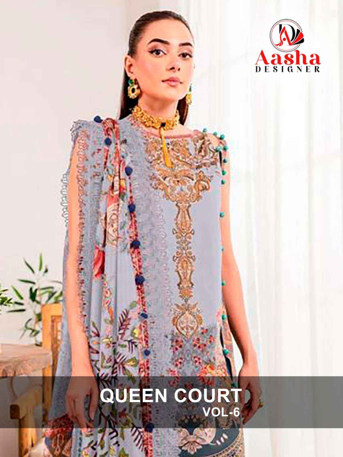 AASHA DESIGNER QUEENS COURTS VOL 6 COTTON SALWAR KAMEEZ ( 3 pcs catalog )