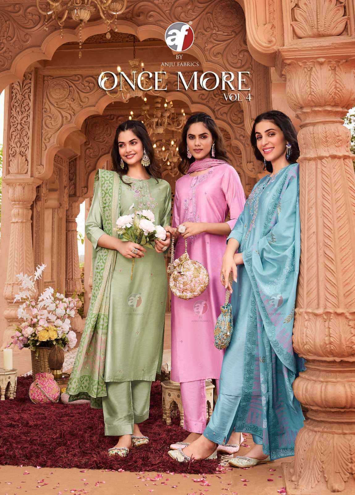 ANJU FABRICS ONCE MORE VOL 4 VISCOSE DESIGNER KURTIS ( 6 PCS CATALOG )