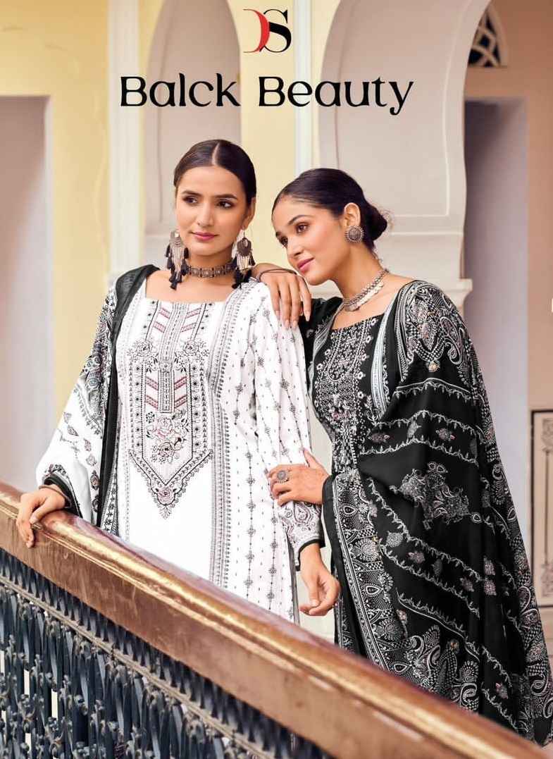 DEEPSY SUITS BLACK BEAUTY COTTON EMBROIDERIES PAKISTANI SUITS ( 8 PCS CATALOG )