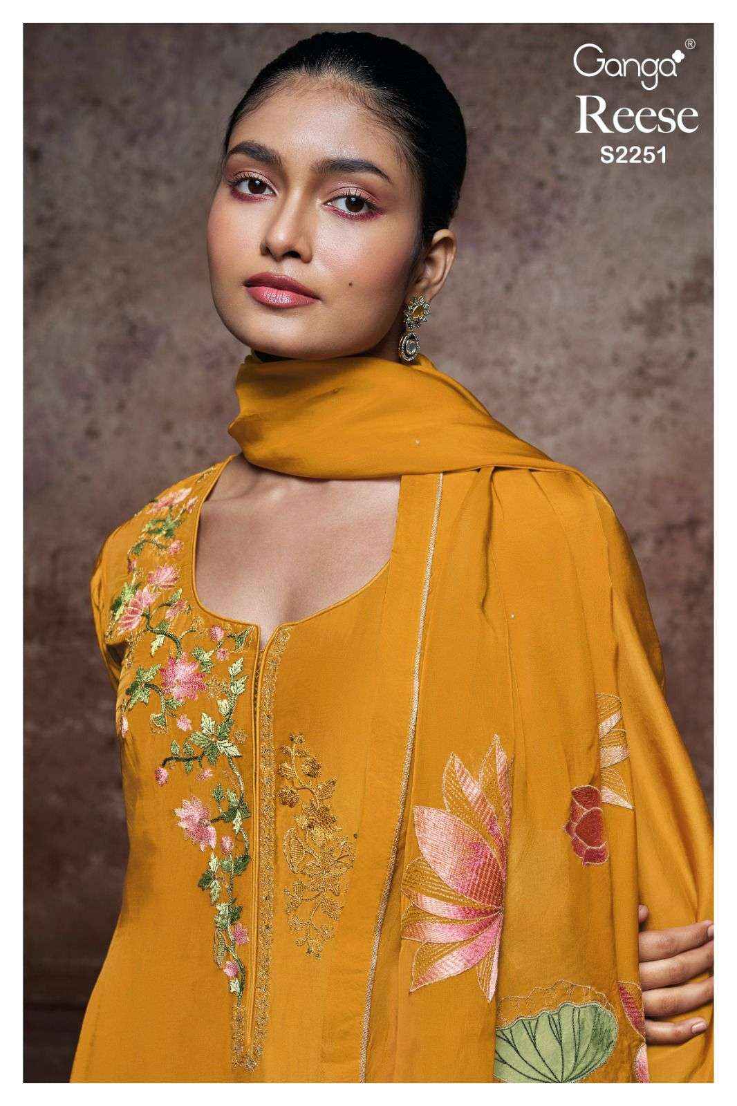 Ganga Fashion Reese 2251 Premium Bemberg Silk Suit Latest Catalog Dealer ( 2 pcs catalog )